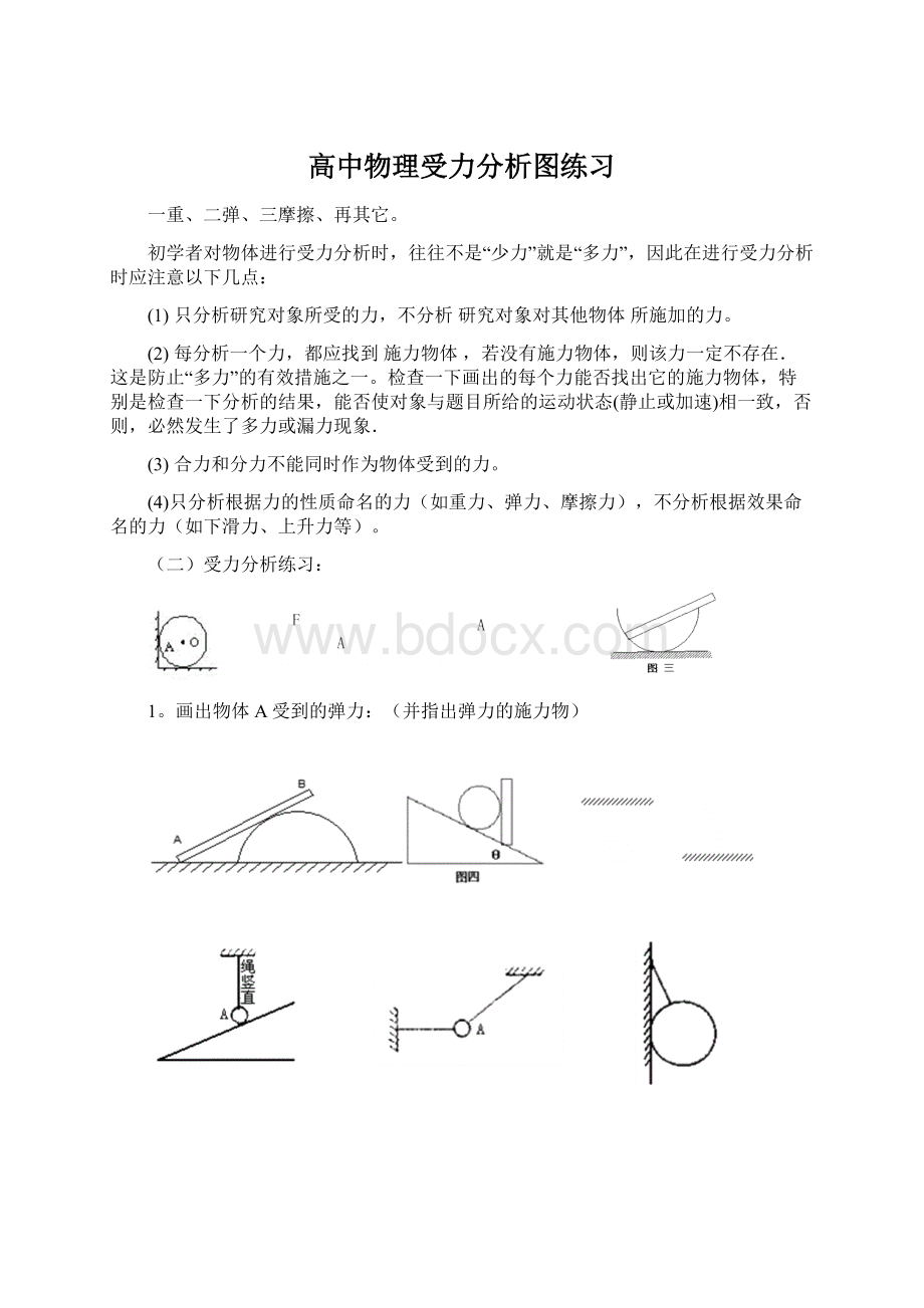 高中物理受力分析图练习.docx