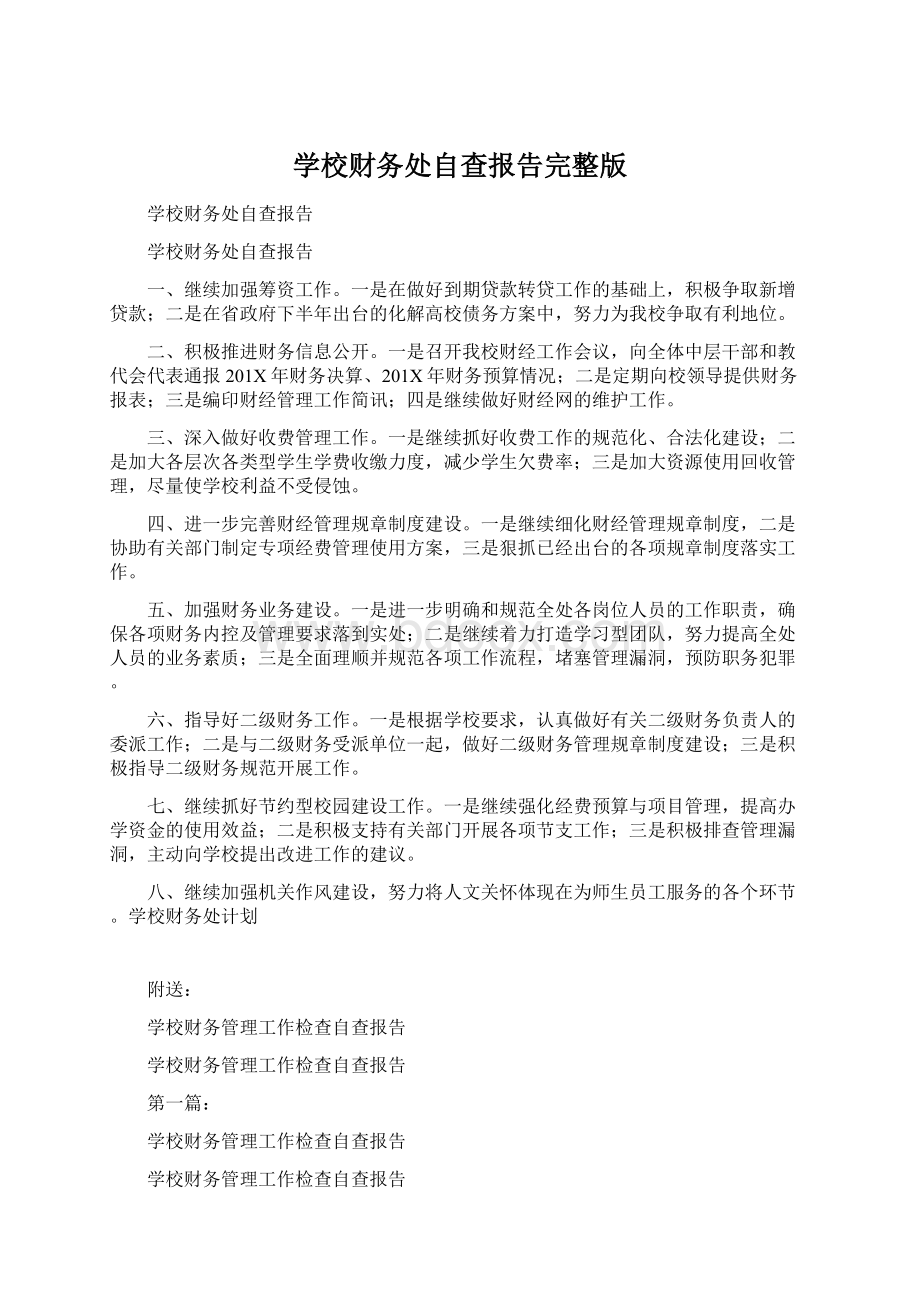 学校财务处自查报告完整版文档格式.docx