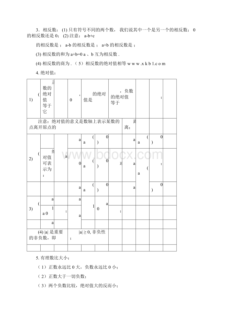 人教版初一数学上册知识点归纳总结与练习题文档格式.docx_第2页