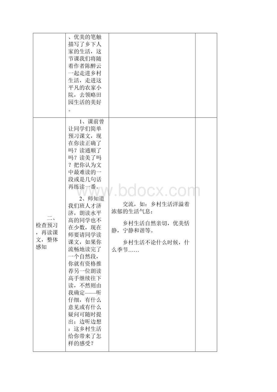 人教版小学四年级下册语文表格教案第六单元Word文档下载推荐.docx_第2页