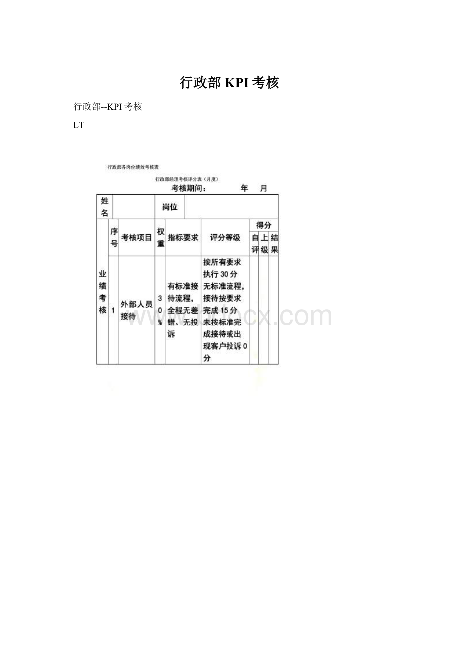 行政部KPI考核Word文档格式.docx_第1页