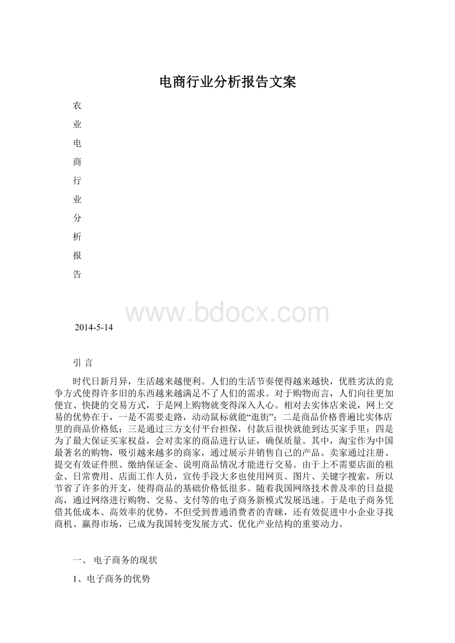 电商行业分析报告文案Word文档下载推荐.docx