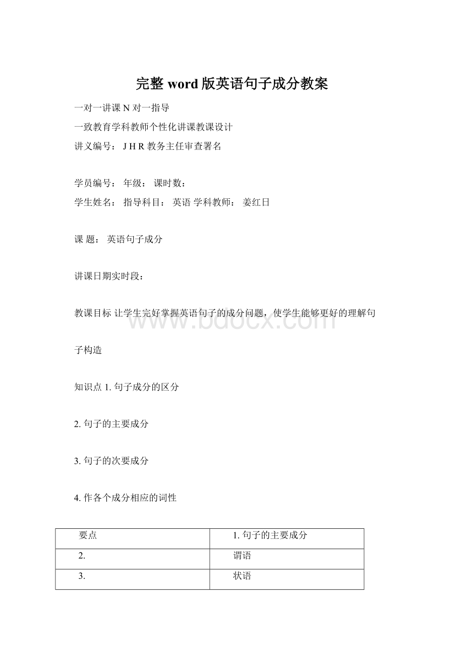 完整word版英语句子成分教案Word文档格式.docx_第1页