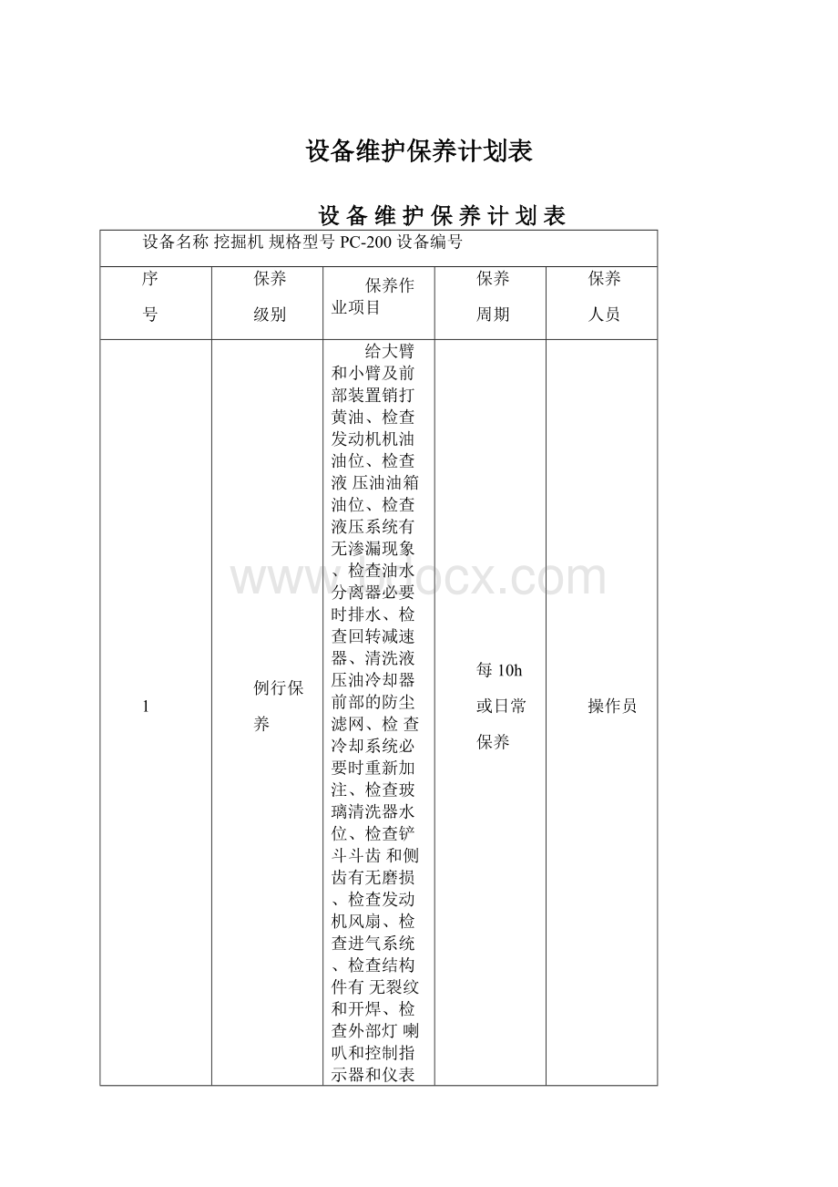 设备维护保养计划表.docx_第1页