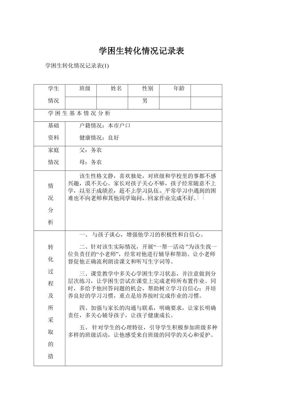 学困生转化情况记录表Word文档下载推荐.docx_第1页