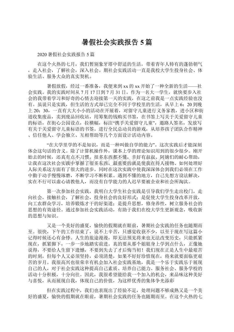 暑假社会实践报告5篇.docx