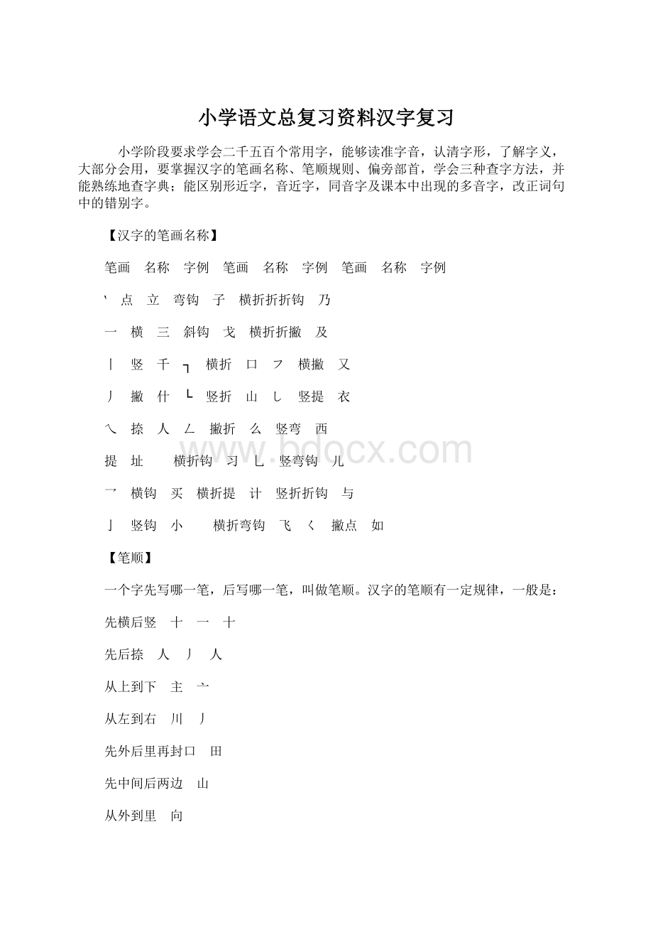 小学语文总复习资料汉字复习Word格式文档下载.docx