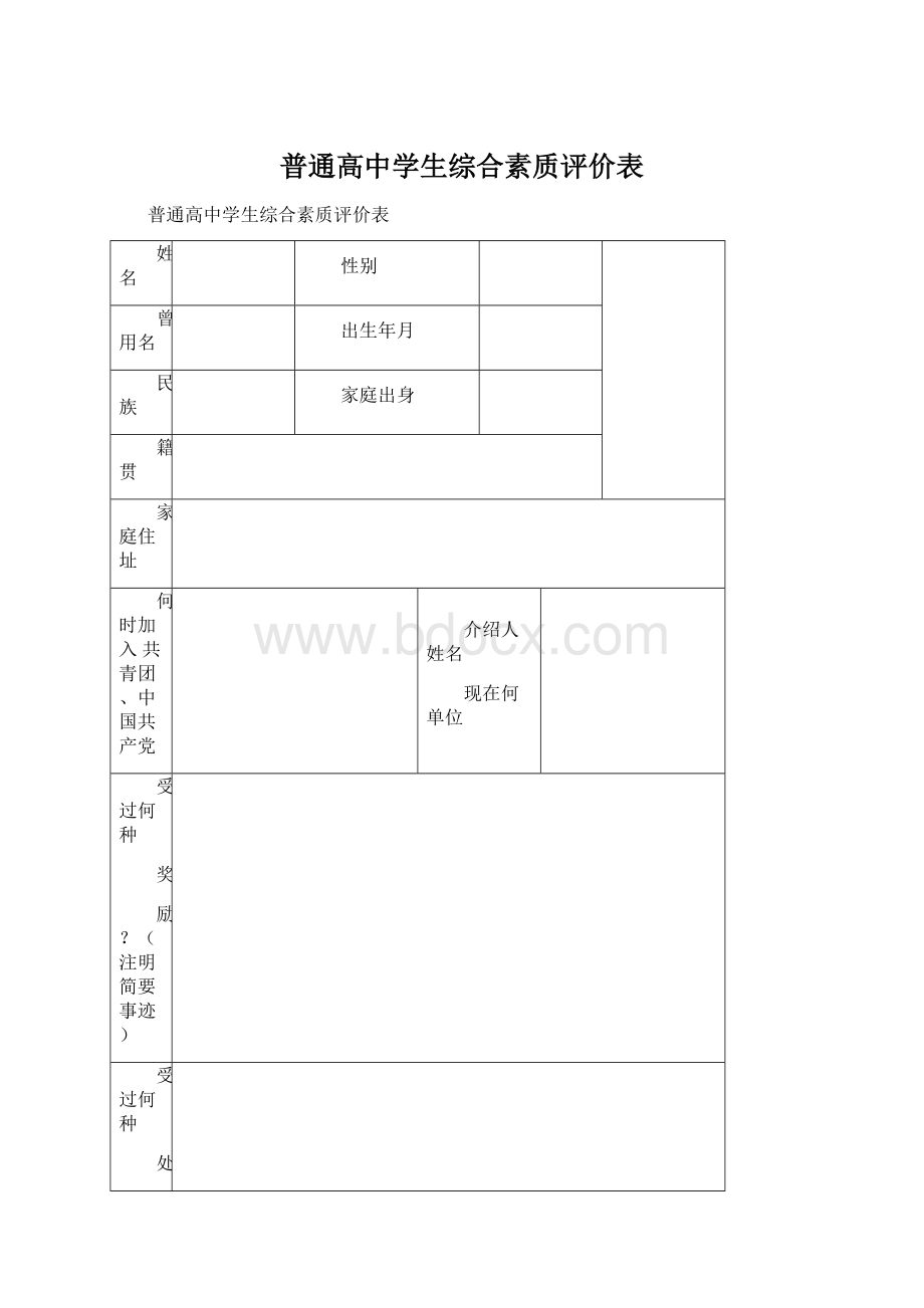 普通高中学生综合素质评价表文档格式.docx