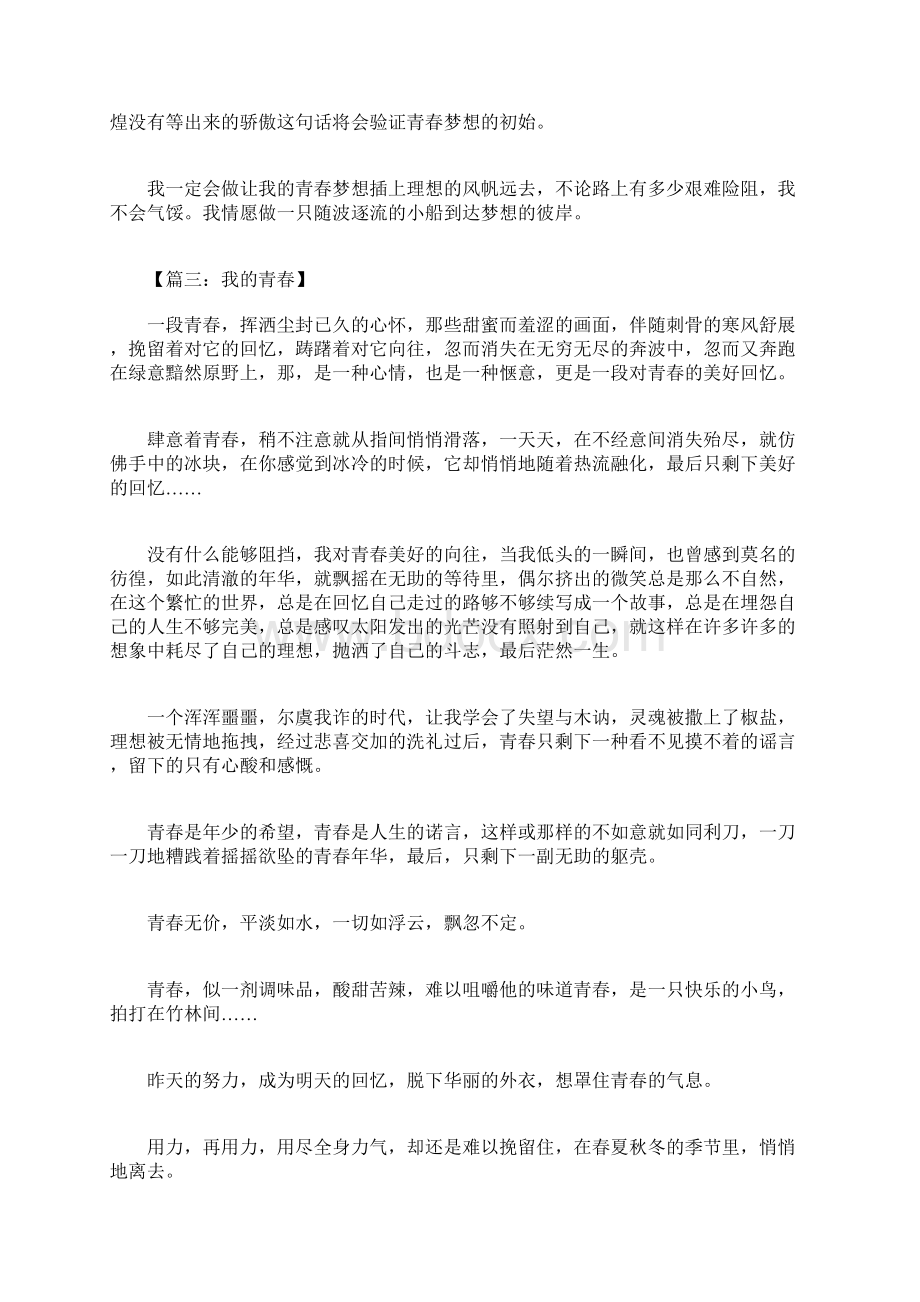 我的青春优秀作文800字Word格式文档下载.docx_第3页