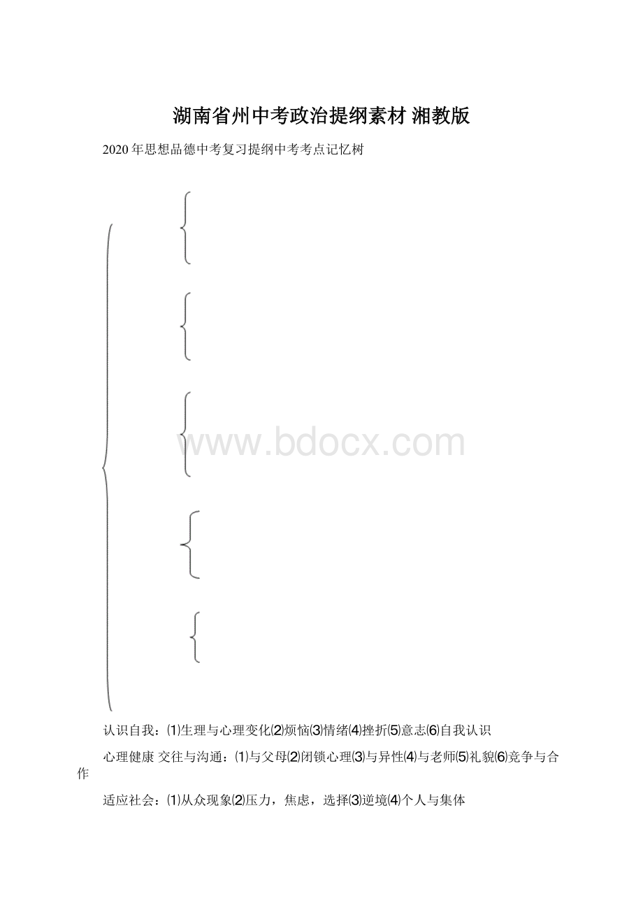 湖南省州中考政治提纲素材 湘教版.docx