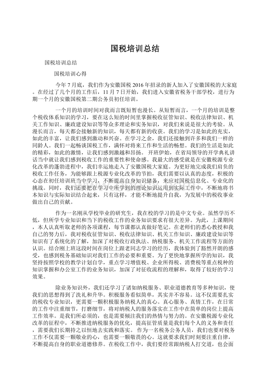 国税培训总结Word格式文档下载.docx