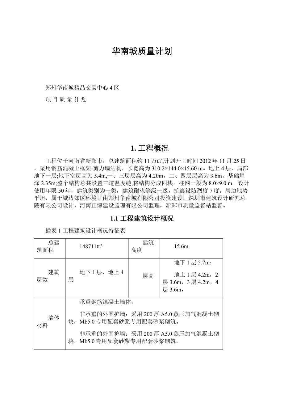 华南城质量计划.docx