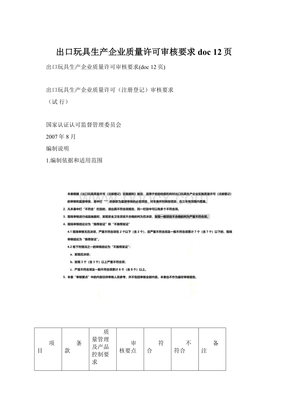 出口玩具生产企业质量许可审核要求doc 12页.docx_第1页