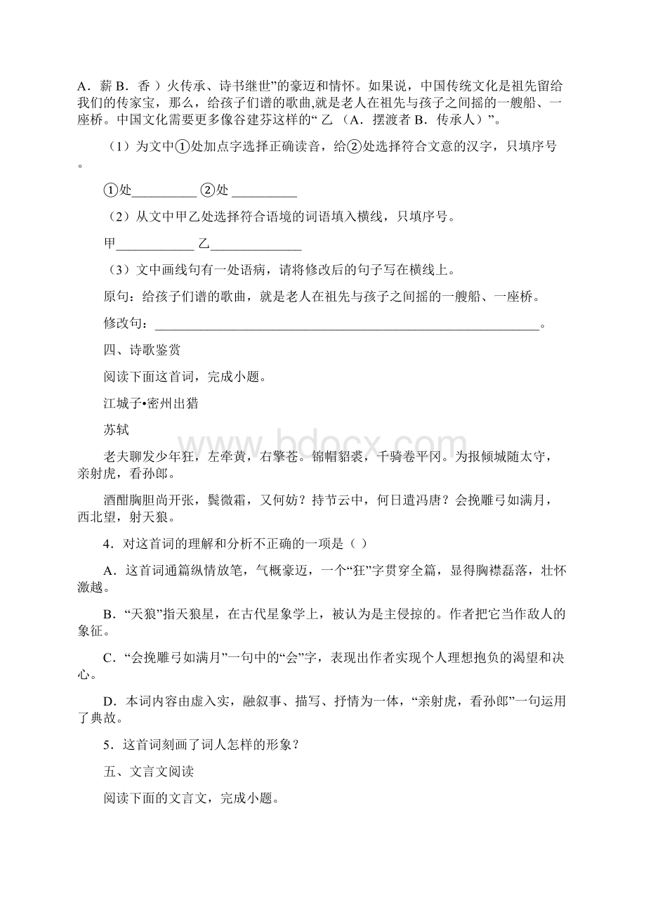 福建省泉州实验中学届九年级毕业模拟考试语文试题.docx_第2页