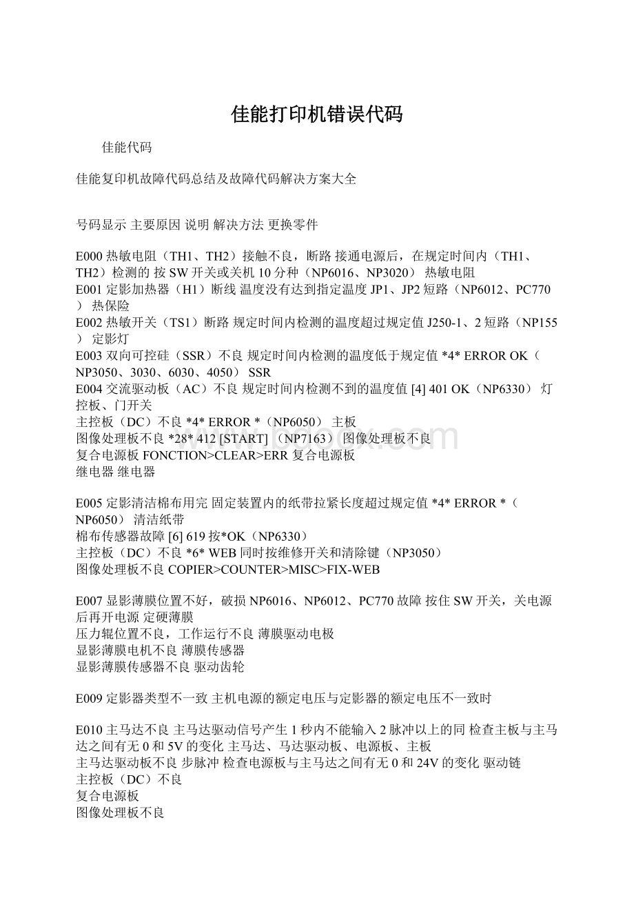 佳能打印机错误代码Word格式文档下载.docx