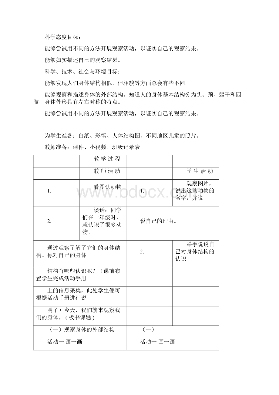 二年级科学下册我们自己教案教科版docx.docx_第2页