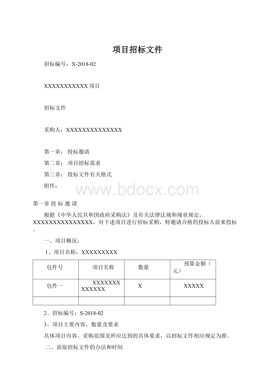 项目招标文件Word格式文档下载.docx