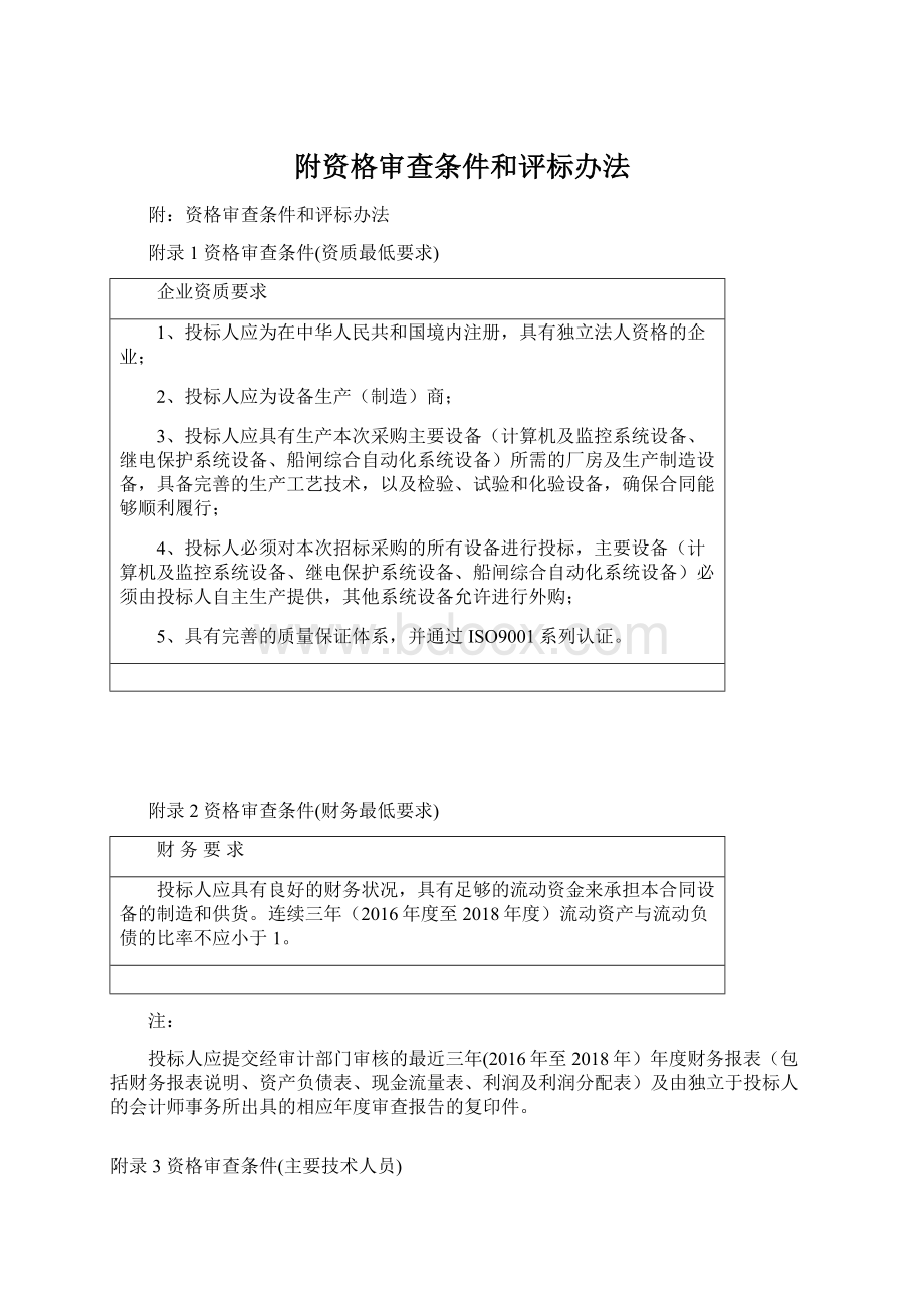 附资格审查条件和评标办法.docx_第1页