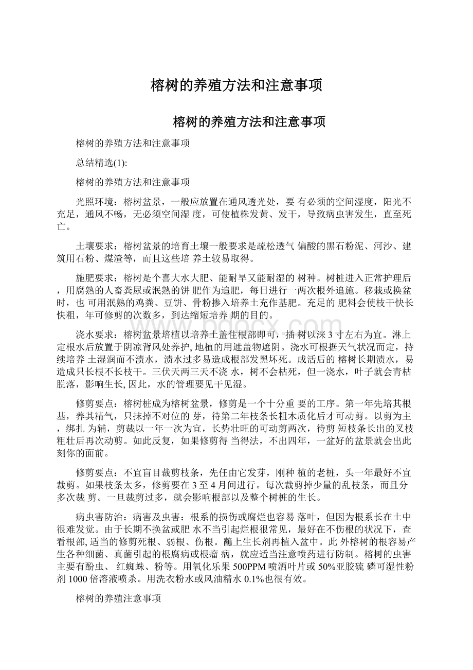 榕树的养殖方法和注意事项.docx_第1页