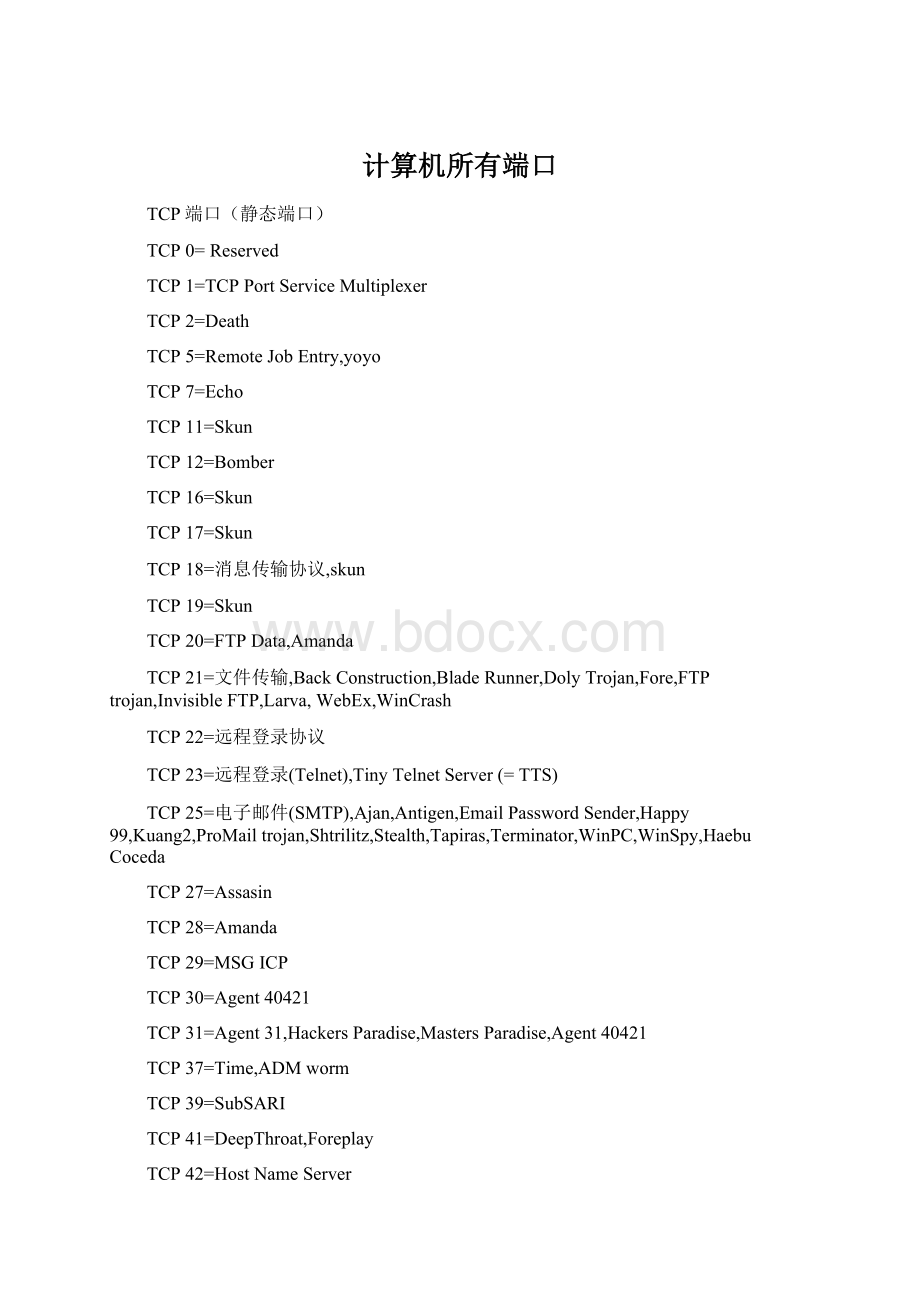 计算机所有端口Word格式.docx_第1页