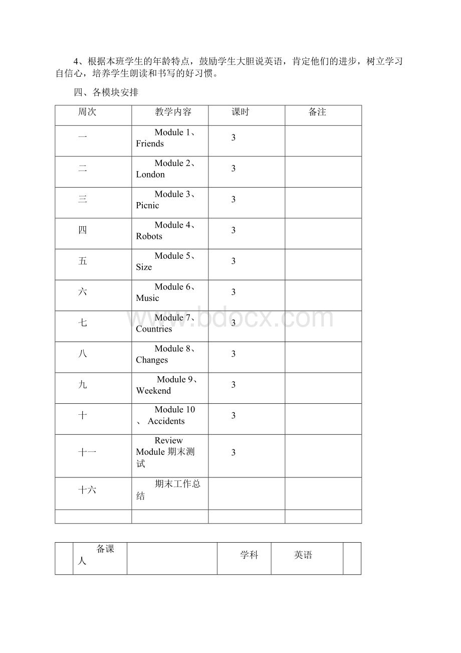 新外研版三起四年级英语下册全册表格式教案 第二学期全套教学设计Word格式文档下载.docx_第2页