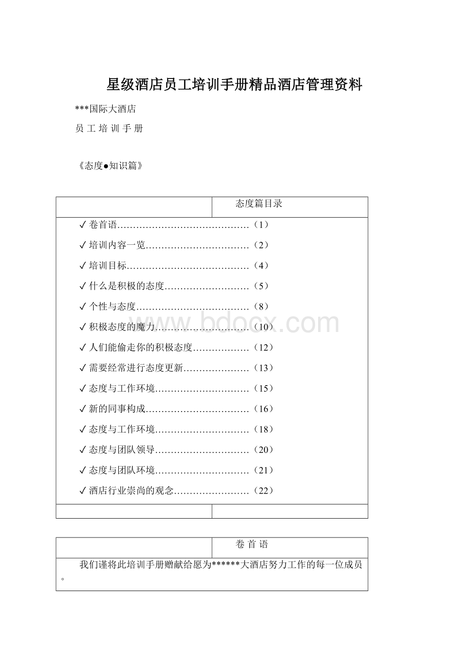 星级酒店员工培训手册精品酒店管理资料.docx_第1页