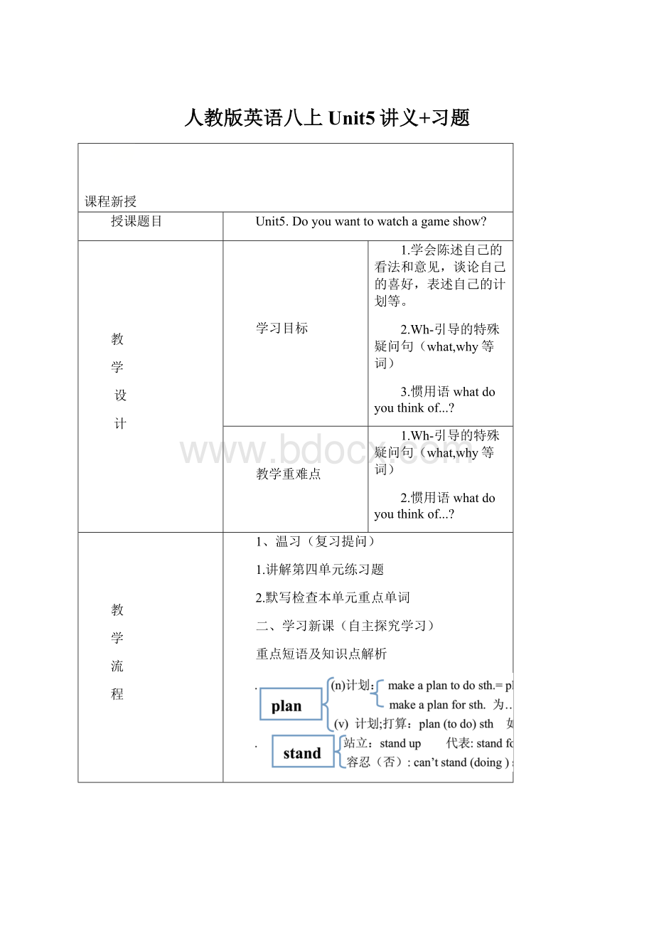 人教版英语八上Unit5讲义+习题.docx_第1页