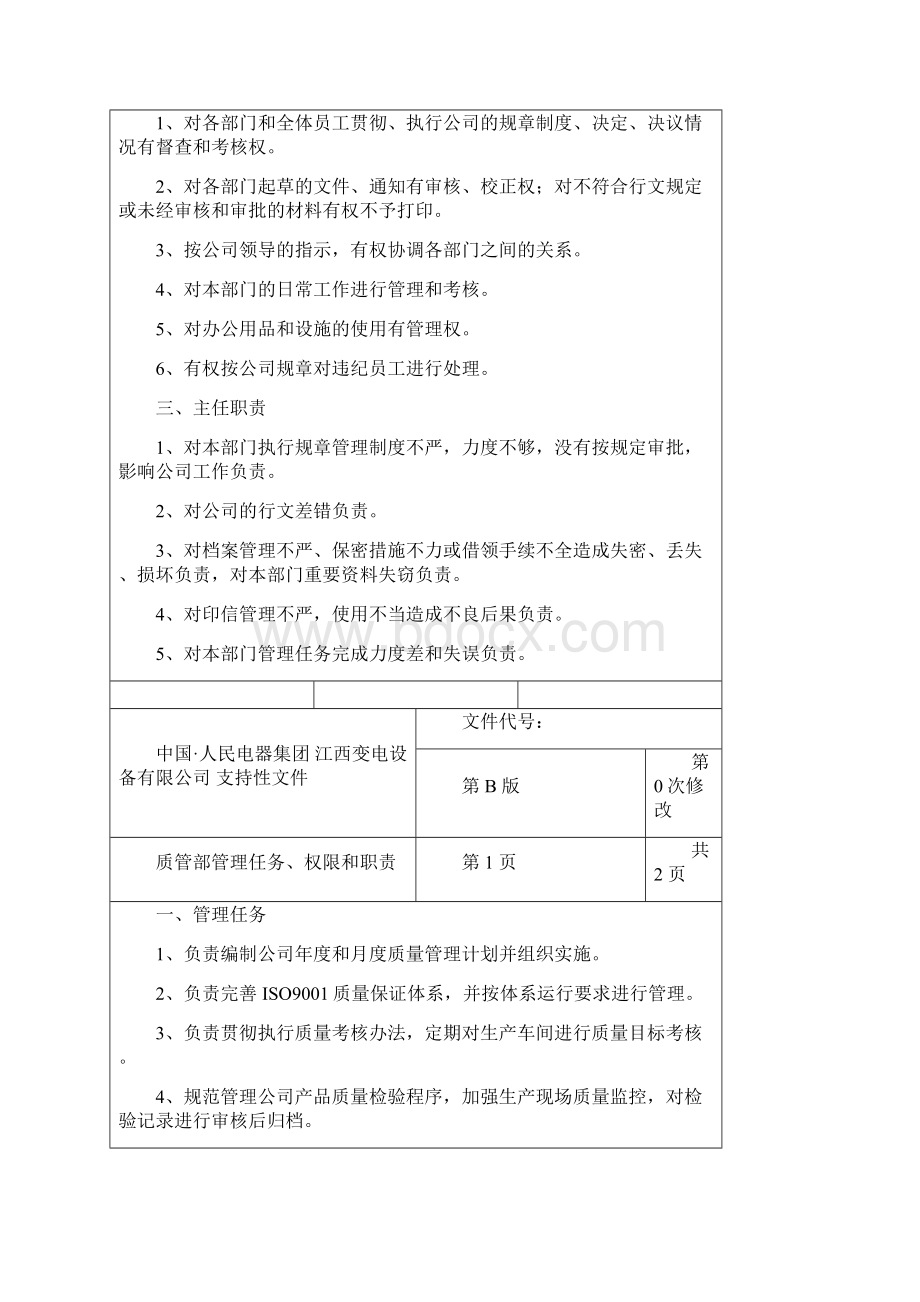 标准化各部门管理任务权限和职责Word下载.docx_第3页