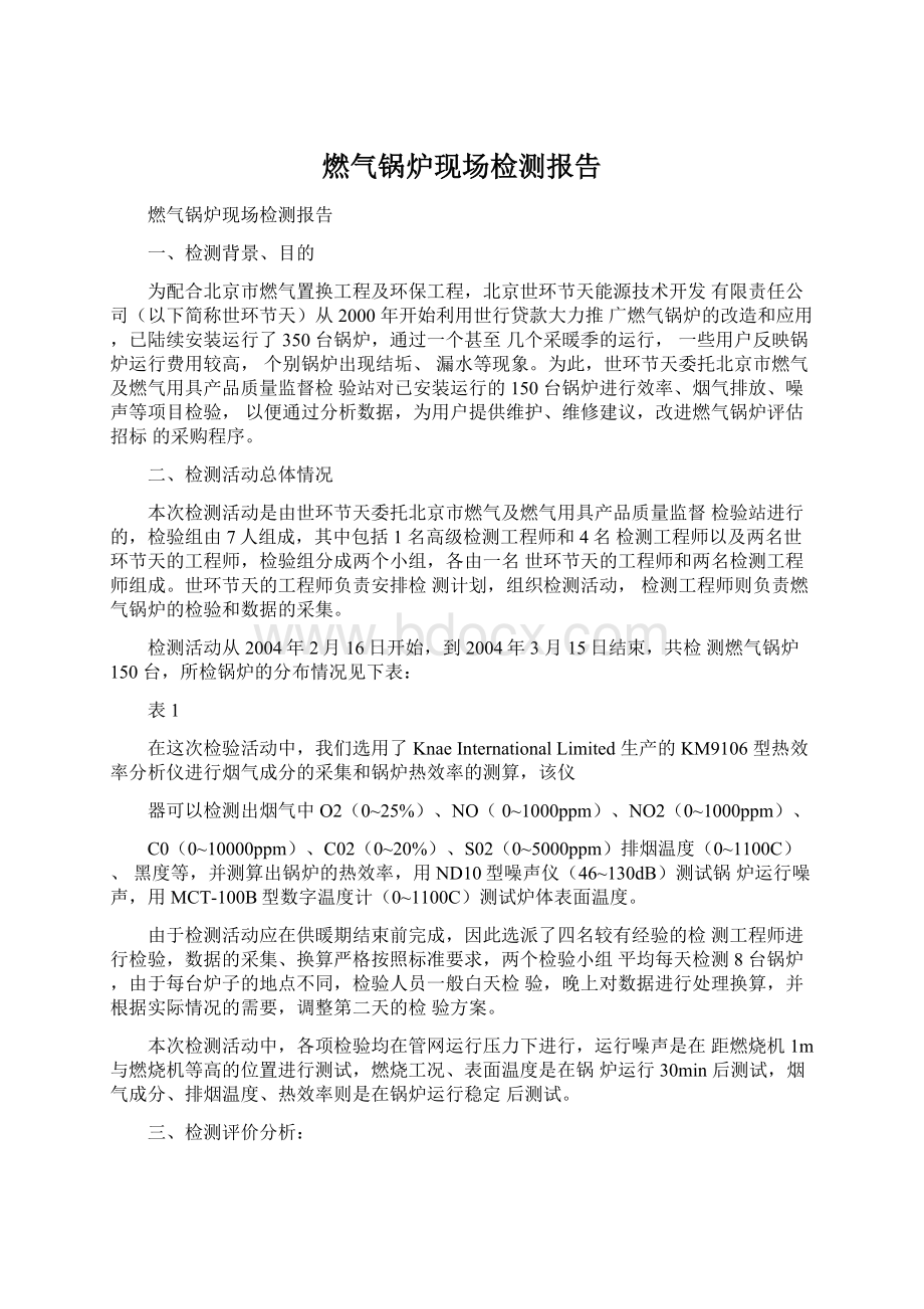 燃气锅炉现场检测报告Word下载.docx_第1页