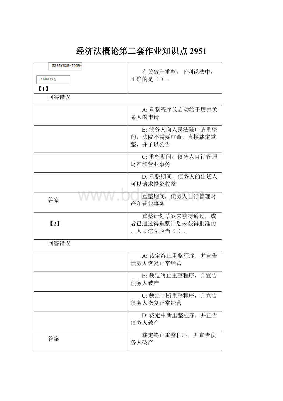 经济法概论第二套作业知识点2951Word文件下载.docx_第1页