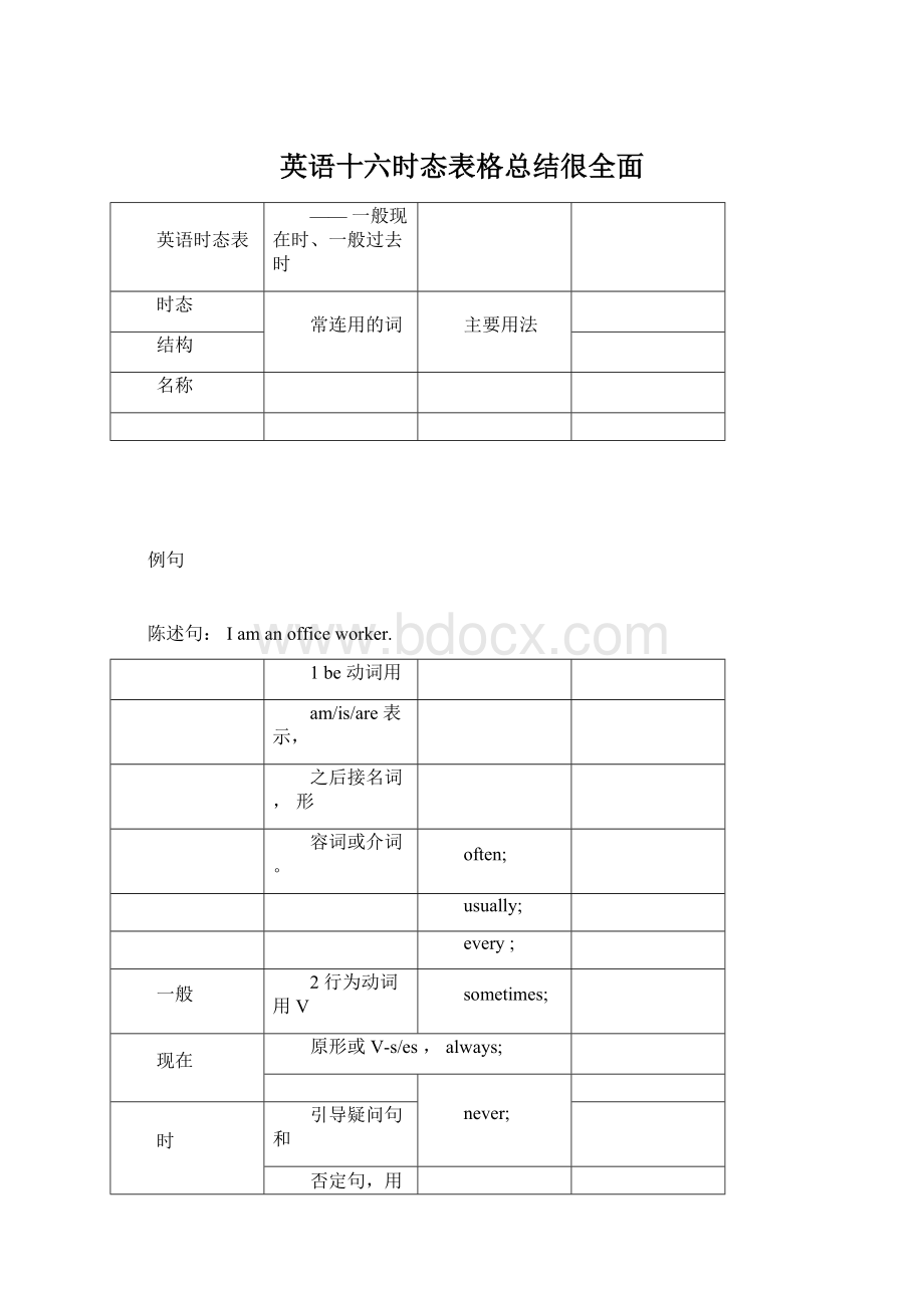 英语十六时态表格总结很全面Word文档格式.docx_第1页