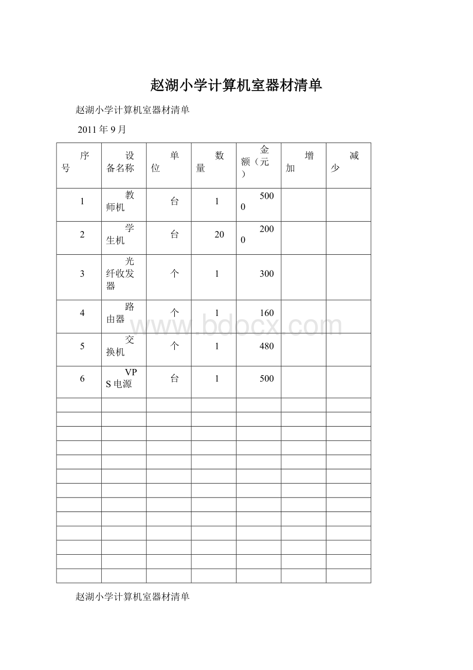 赵湖小学计算机室器材清单.docx_第1页