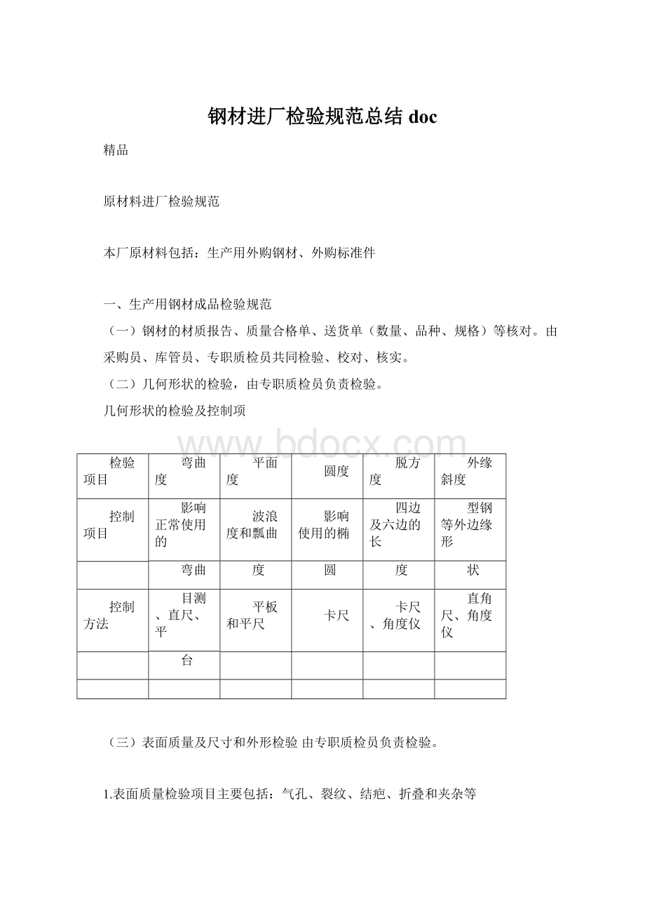 钢材进厂检验规范总结doc.docx_第1页