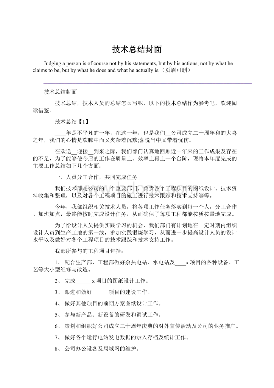 技术总结封面文档格式.docx