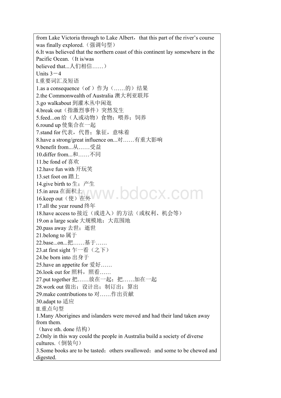 英语必修一到必修五重要词组的句子翻译文档格式.docx_第2页