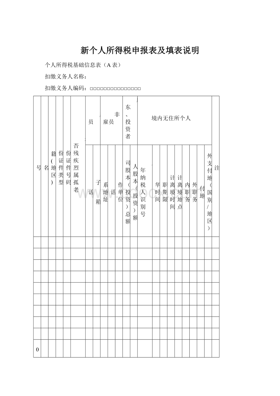 新个人所得税申报表及填表说明.docx_第1页