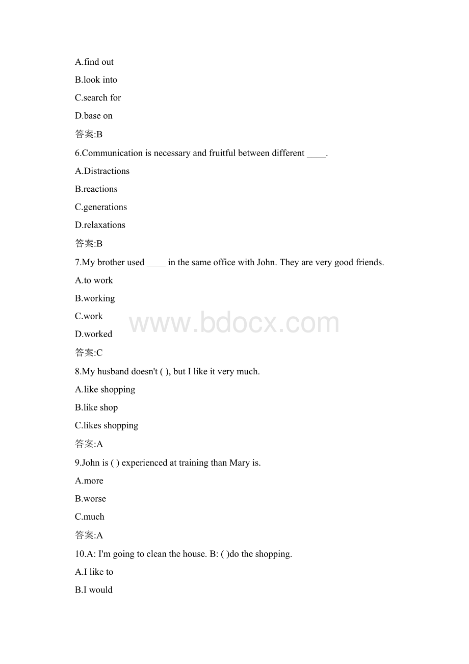 Open春季南开学期《大学英语一》在线作业标准答案Word格式文档下载.docx_第2页