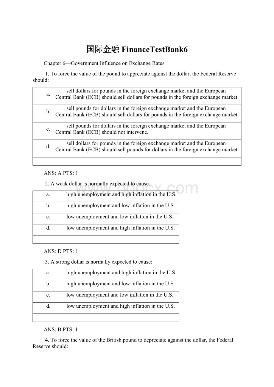 国际金融FinanceTestBank6Word格式.docx