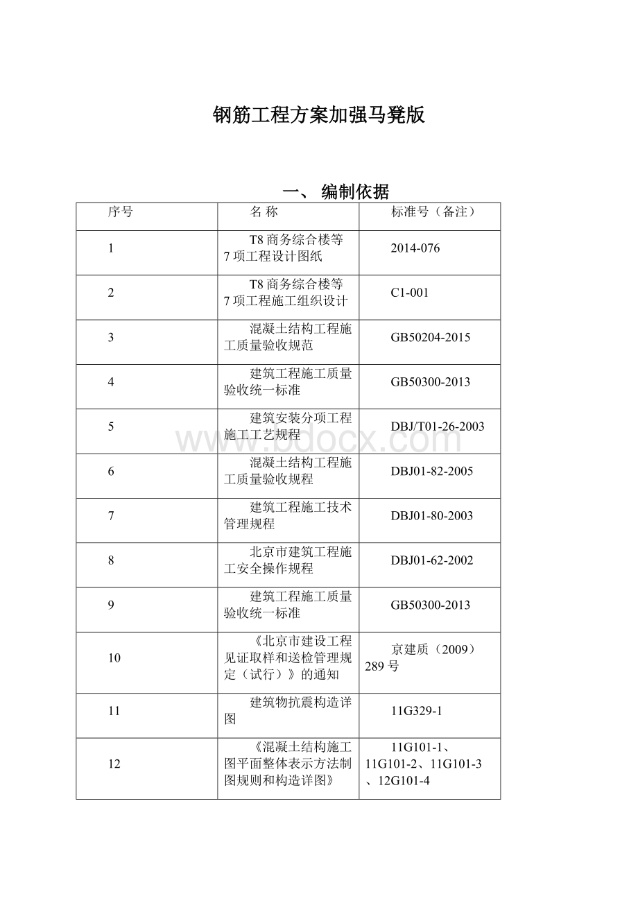 钢筋工程方案加强马凳版.docx_第1页