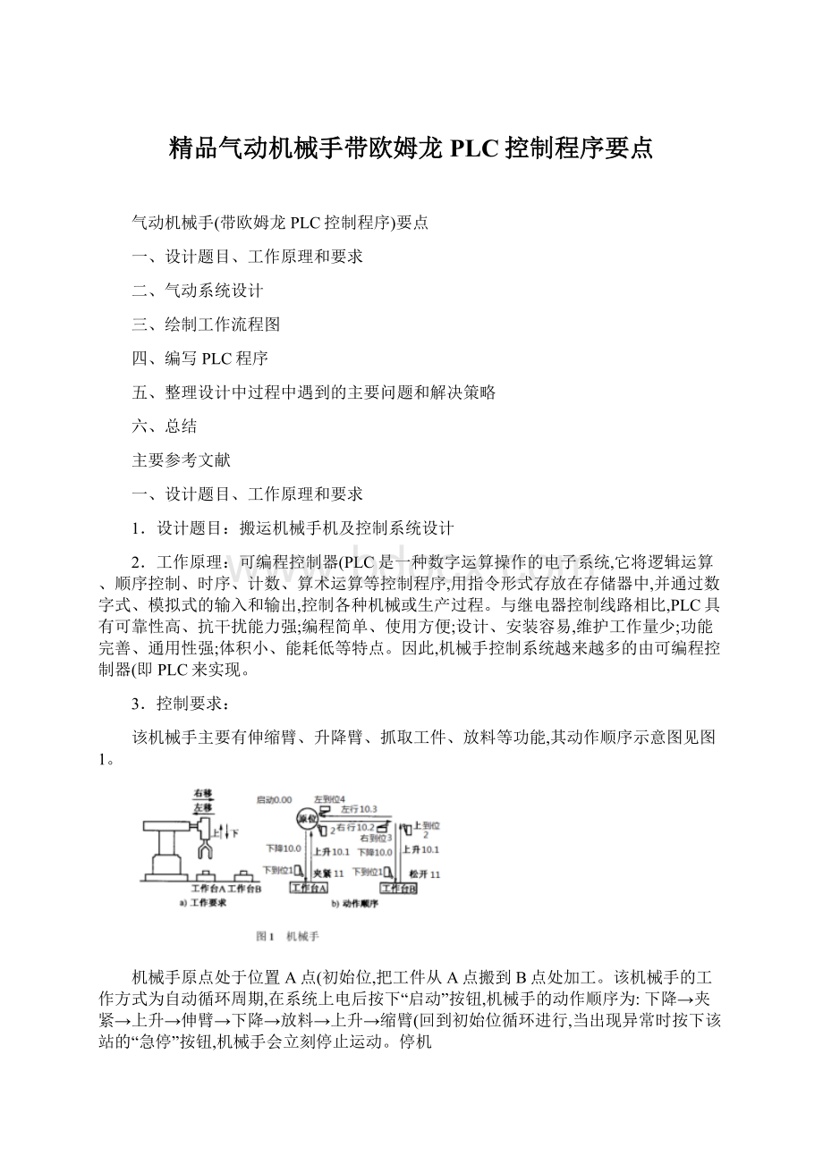 精品气动机械手带欧姆龙PLC控制程序要点Word格式.docx