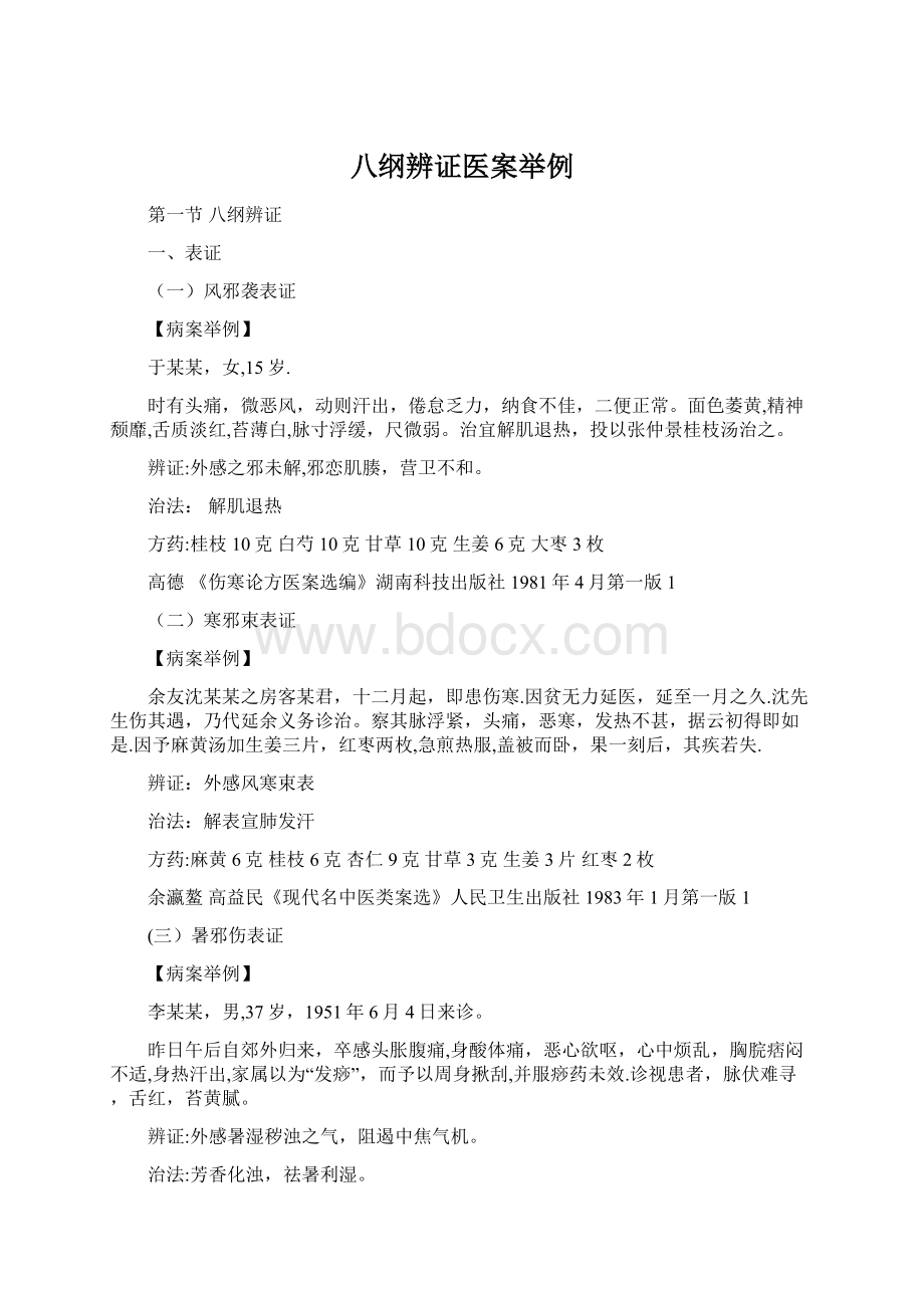 八纲辨证医案举例Word格式.docx