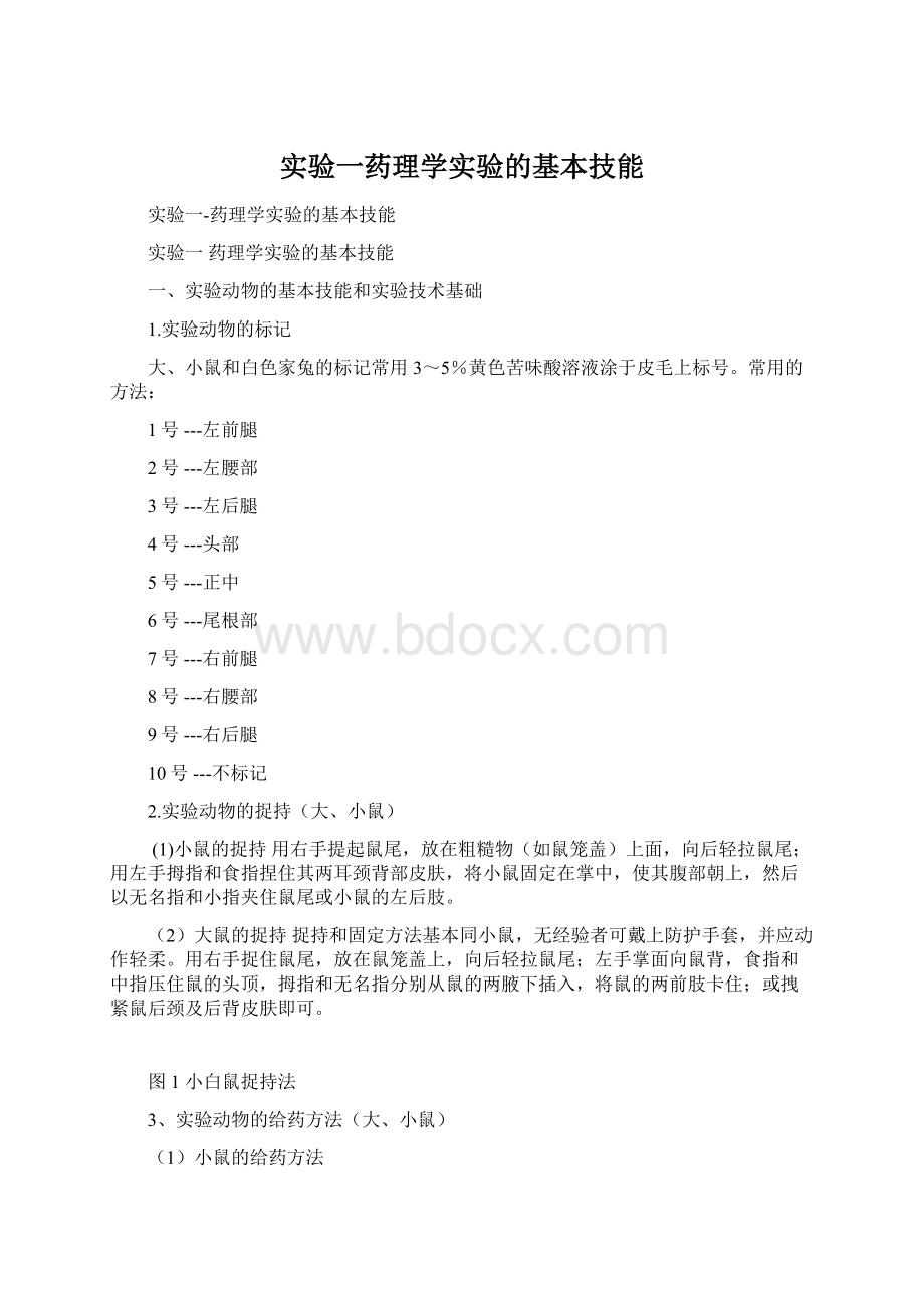 实验一药理学实验的基本技能.docx