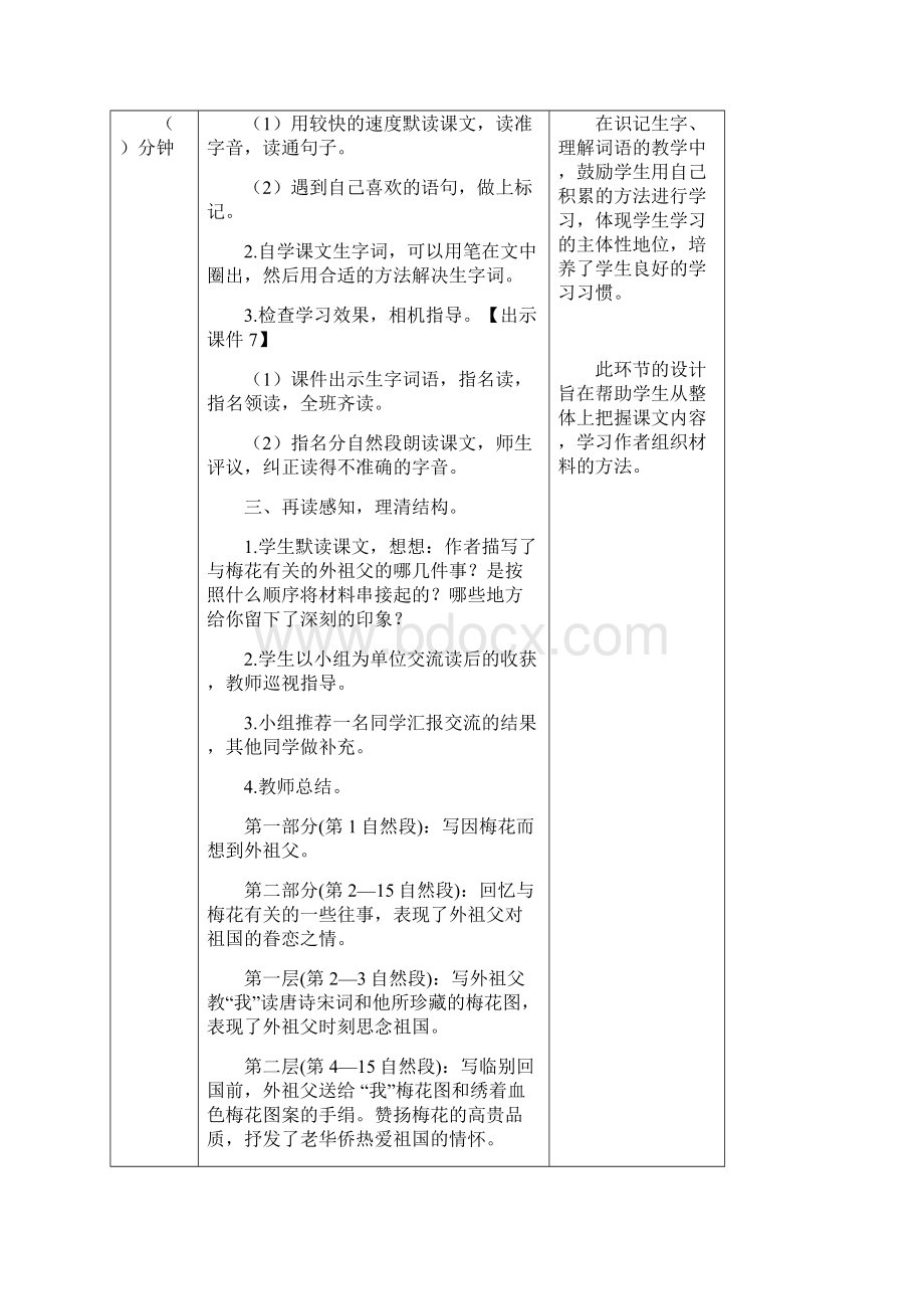 最新人教部编版五年级语文下册4 梅花魂教案精品.docx_第3页