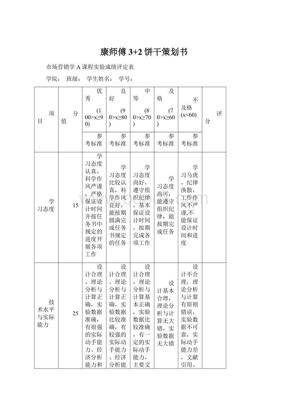 康师傅3+2饼干策划书Word下载.docx