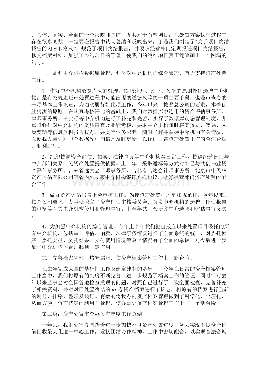 资产处置审查办公室工作总结Word文件下载.docx_第2页