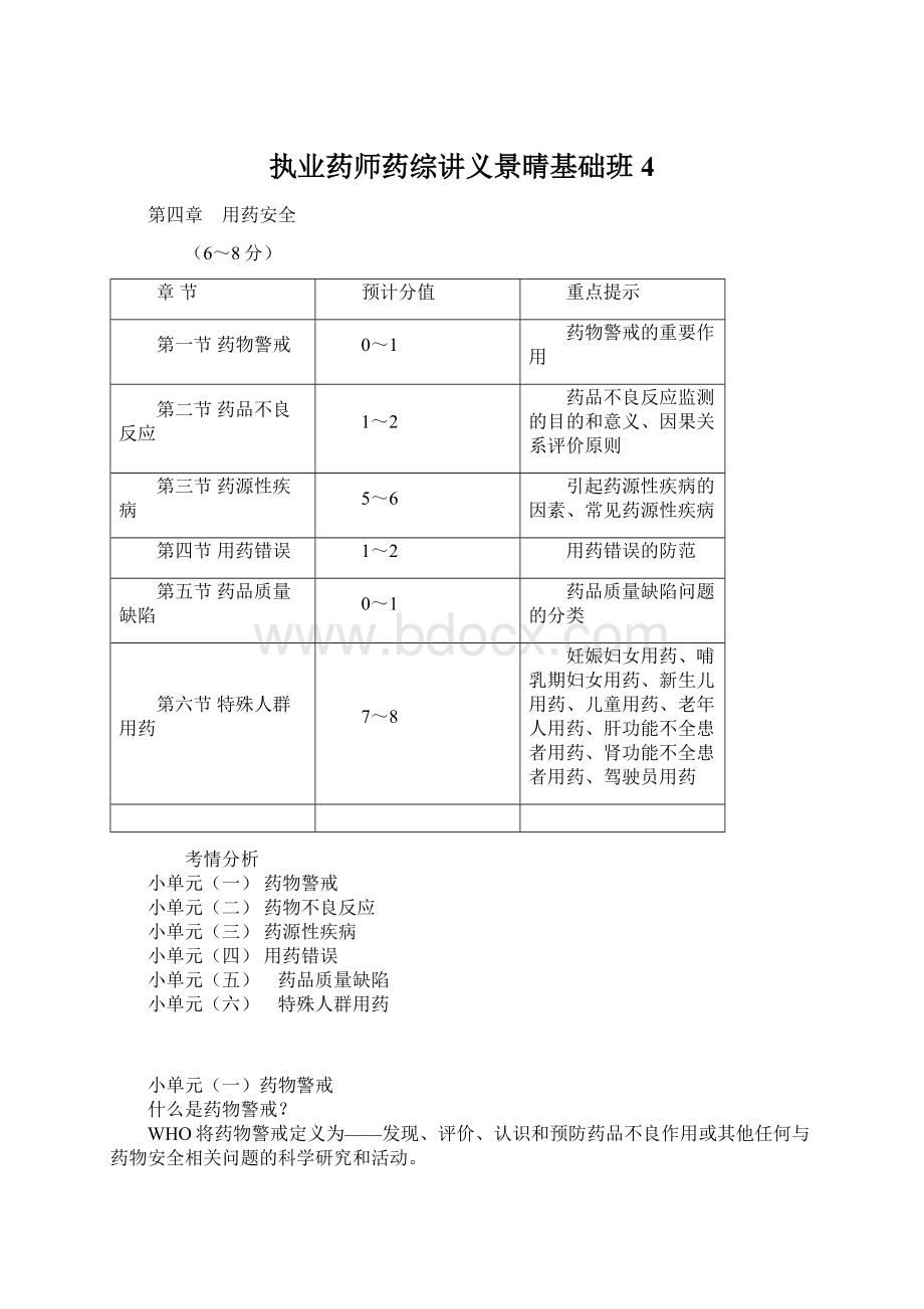 执业药师药综讲义景晴基础班 4.docx