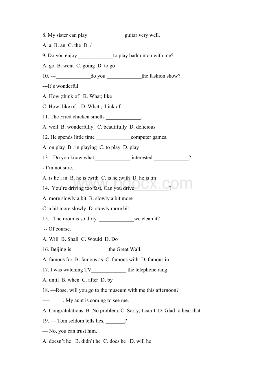 春期高一学年度英语期末考试试题Word格式文档下载.docx_第2页