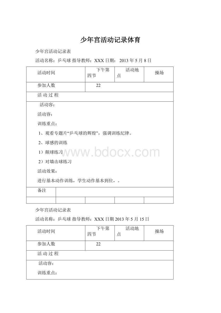 少年宫活动记录体育Word文件下载.docx