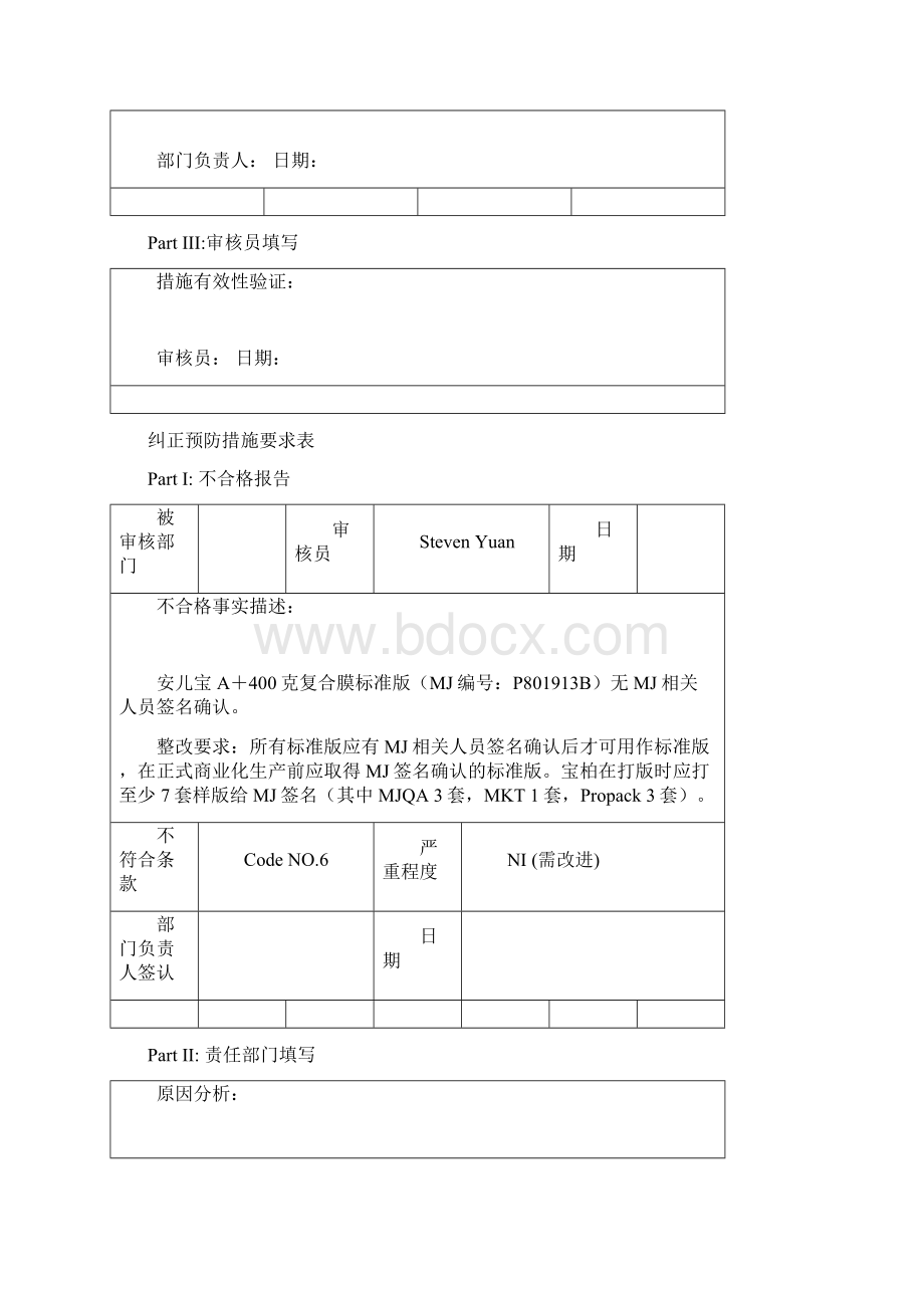 推荐精品不合格纠正措施表Word下载.docx_第2页