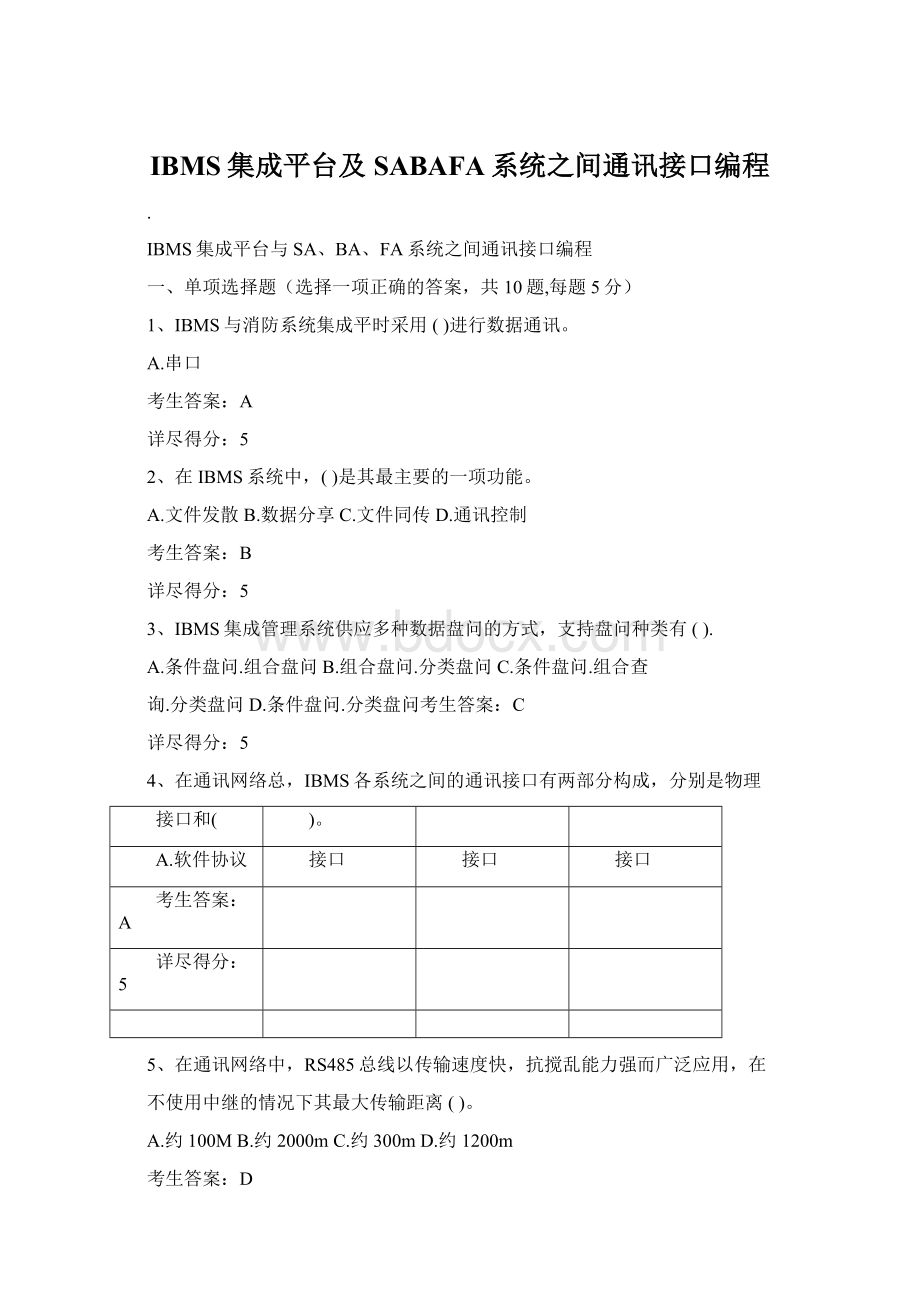 IBMS集成平台及SABAFA系统之间通讯接口编程Word文档下载推荐.docx_第1页